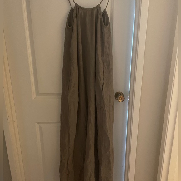 NWT ASOS Taupe Cheesecloth Sleeveless Tie Front Maxi Dress - Picture 5 of 6